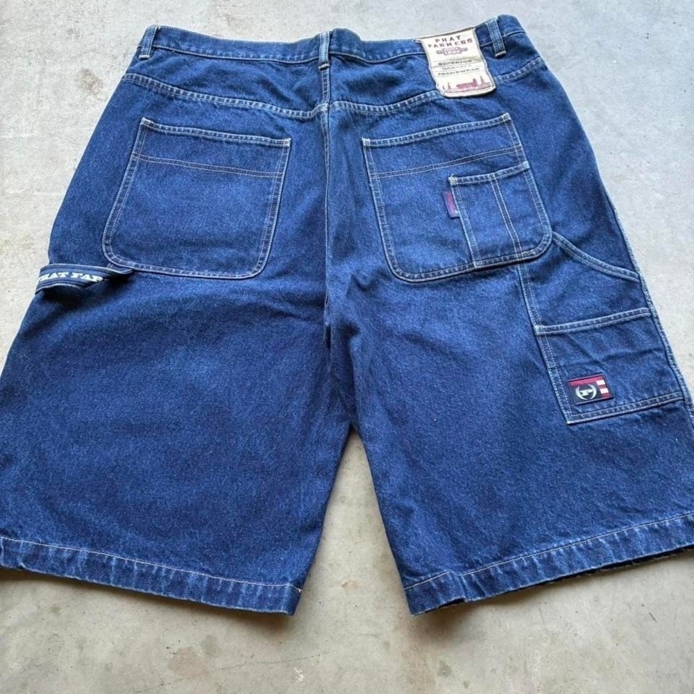 Vintage Baggy PHAT FARMERS Dark Wash Denim Jorts Shorts 90s Y2K